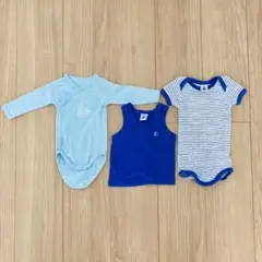 プチバトー ベビー肌着 3点セット ロンパース 長袖 半袖