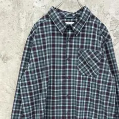 columbia　コロンビア　チェックシャツ　古着　ワインレッド　グリーン　XL