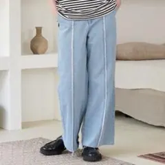 ONCILY オンシェリー フリンジストレートデニムパンツ M ライトブルーのサムネイル