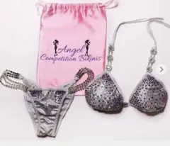 【新品】競技用ビキニ　大会　コンテスト　ピアス付き　スパンコール　黒　ブラック 9.13 オールジャパン マスターズ フィットネスチャンピオン