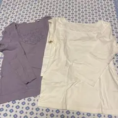 お得⭐️スタディオクリップ　七分袖トップス2点セット（紫・白）おまけ半袖付き計3点