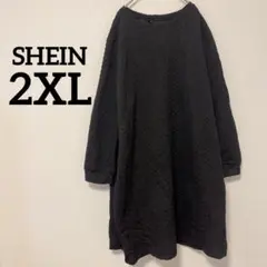 SHEIN 【2XL】クイルトデザイン ワンピース 2ブラック