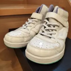 VANS ハイカット スニーカー ホワイト/グリーン　22センチ