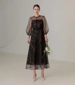 美品＊Leja チュールパイピングリーフベルトAラインドレス - メルカリ