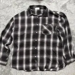 Mサイズ ネルシャツ チェックシャツ ブラック/ホワイトチェック