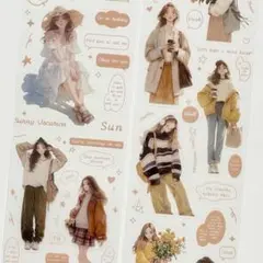 ◤コラージュ◢✨新品✨　海外マステ　マットPET　幸せな人生　コーラル　5ループ
