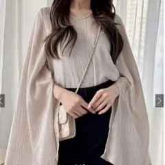 GRL 楊柳シフォンフレアスリーブスリットトップス［fo1712］グレイル