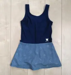 ディズニー　ミッキー　キッズ水着　ネイビー　ワンピースタイプ