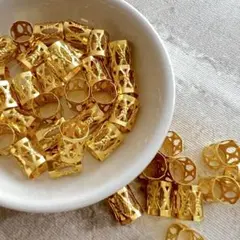 ブレイズビーズ ヘアアクセ 三つ編みリング ドレッド コーンロウ【5個】ゴールド