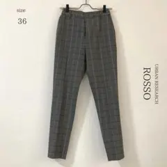 美品【アーバンリサーチロッソ】チェックパンツ　M　テーパードパンツ　グレー