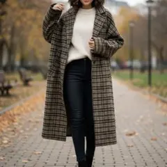 BACK NUMBER ウール混 オーバーサイズ チェック柄 ロングコート