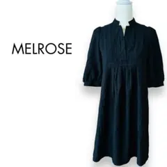 【美品】MELROSE メルローズ ピンタック 膝丈ワンピース 黒 Aラインのサムネイル