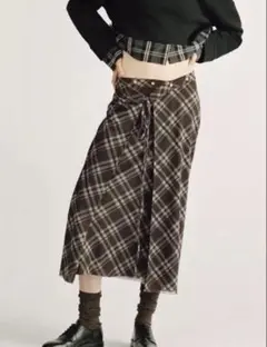 ZARA チェック柄 ラップスカート S