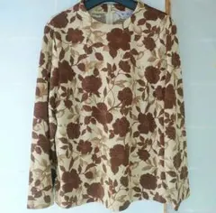 高級】 ミラ・ショーン 長袖ブラウス 029 M L 日本製 ペイズリー 茶 