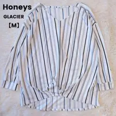 Honeys　グラシア　ドロップショルダー　七分袖シャツ　ストライプ　春　【M】