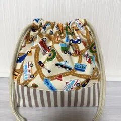 No.969 お弁当袋 巾着袋 ハンドメイド 男の子 自動車 乗り物 働く車