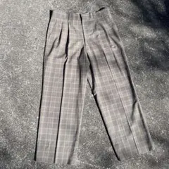 GOLF チェック柄 スラックス ツータック ワイドパンツ ウエスト85 M〜L
