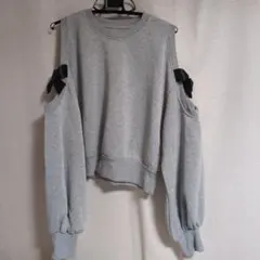 オフショルダー グレー トレーナー Ｌ 裏起毛