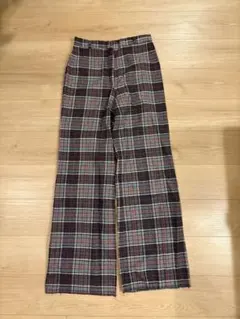 チェック柄 ワイドレッグスラックス