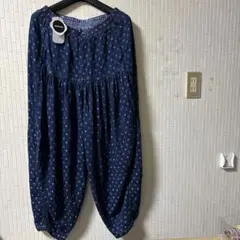 デニム水玉サルエルパンツ (新品未使用)