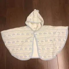 ファミリア　ポンチョ　ケープ　60〜90cm  ベビー　ブルー