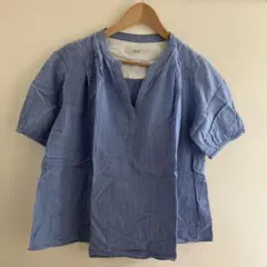 shuca GLOBAL WORK ストライプ 半袖ブラウス Mのサムネイル