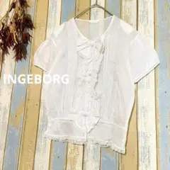 【INGEBORG 】ピンクハウス　ブラウス　半袖　フリル付き　ガーリー　薄生地