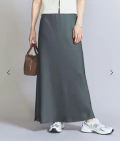 BEAUTY&YOUTH ロングフレアスカート グレー Sのサムネイル