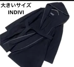 美品 インディヴィ フーデットコート ロングコート ガウン フード 