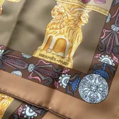 【未使用】エルメス カレ90 スカーフ TORANA 塔門 シルク HERMES