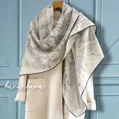 大判 リバーシブル ウール カシミヤ シルク ストール ショール 両面 ベージュ