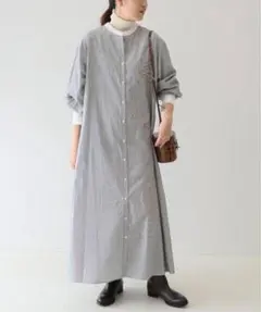 SLOBE IENA クレリックシャツワンピース　グレー