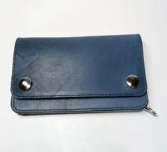 トラッカーウォレット　本革　レザー　紺　ネイビー　バイカー　　財布