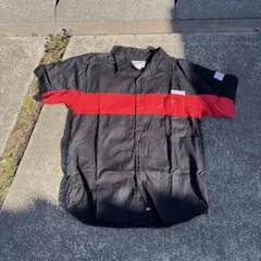 Dickies 半袖ワークシャツ XL ブラック/レッド