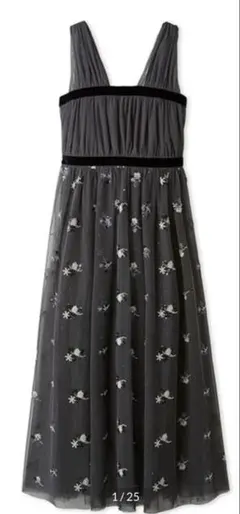 リリーブラウン　2WAYビーズ刺繍チュールワンピース