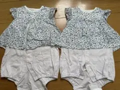 花柄ロンパース・カバーオール 70センチ　リバティ　双子