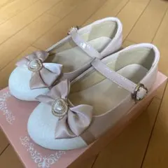 フォーマルシューズ ピンク リボン付き