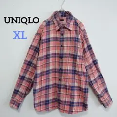 1229 ユニクロ フランネルチェックシャツ 長袖 レギュラーカラー【XL】定番