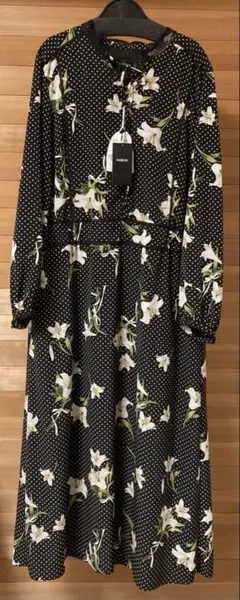 インゲボルグ　水玉リリー　pt. ワンピース　黒　INGEBORG ピンクハウス