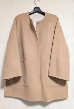 バイカラー リバーシブル ノーカラーコート