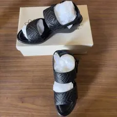 日本製 未使用【ザ ロウ】軽量底ウェッジサンダル 本革レザー シルバー 