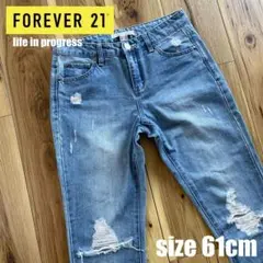 レディース FOREVER21 ダメージロールアップジーンズ