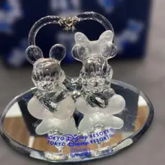 ディズニーリゾート　ミッキー&ミニー　ガラス細工　置き物
