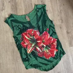 デシグアル Desigual 花柄 ノースリーブ トップス グリーンのサムネイル