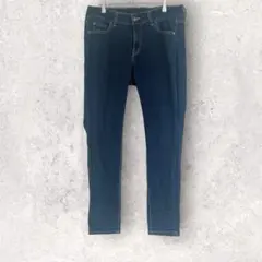 デニムパンツ　スキニー　ジーパン　ジーンズ　ダークブルー　L 綿混　カジュアル