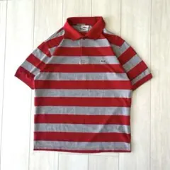希少 LACOSTE ラコステ フランス製 ボーダーポロシャツ 4 赤灰 L相当