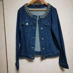 値下げ！美品 triple rund デニムジャケット Lサイズ パール付き