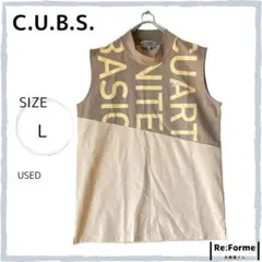★USED【C.U.B.S.】タンクトップ ゴルフ ロゴ L アイボリー×カーキ