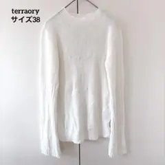 terraory サイズ38 リブ編み ホワイト 長袖 トップス レディース 白