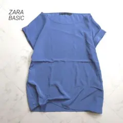 ZARA BASIC MEX26 ドルマンスリーブブラウス 光沢ブルー つるとろ